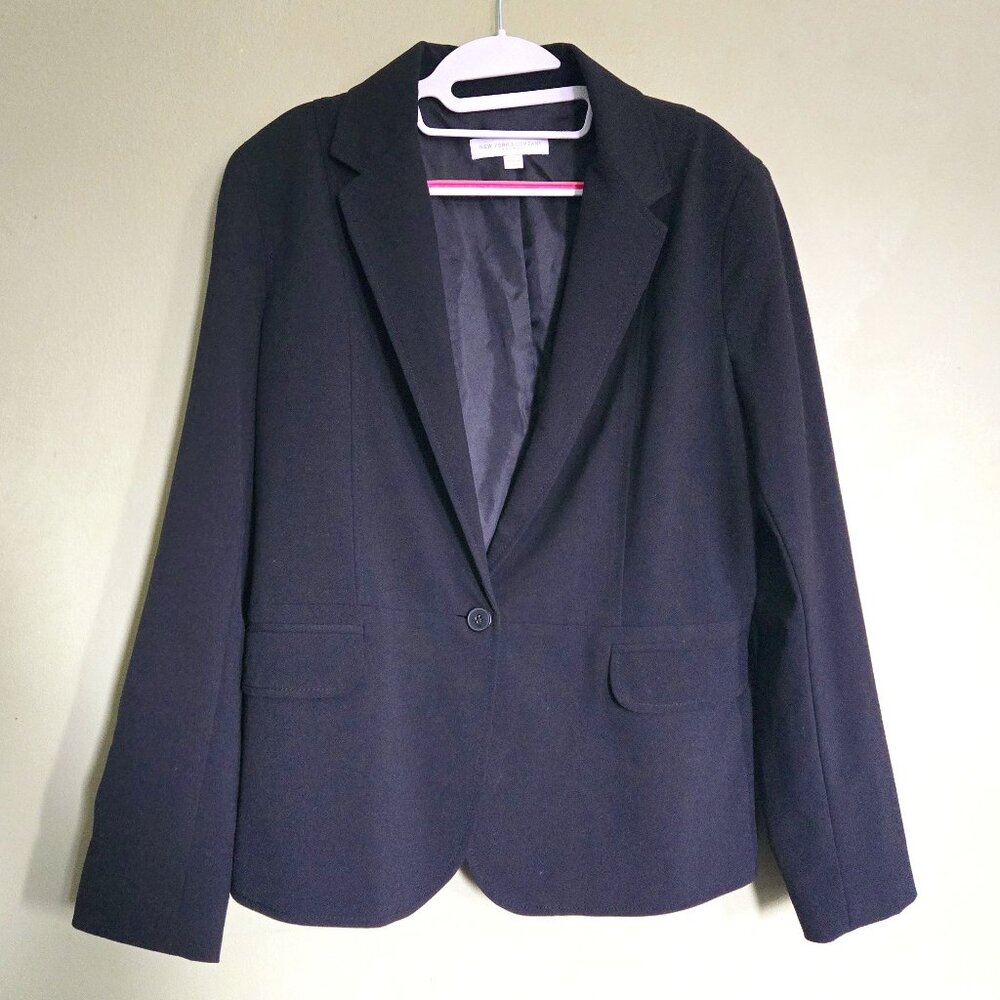 New York & Company Women's Classic Stretch Blazer in Black, Size 16